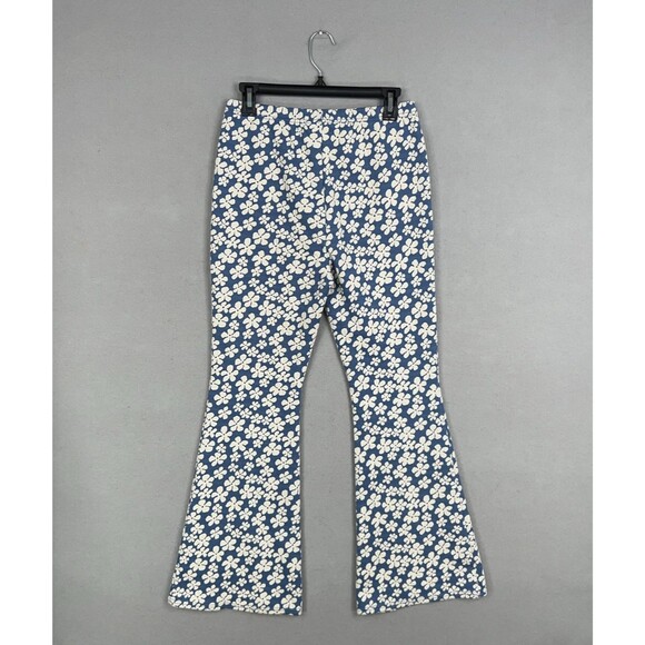 American Eagle Pants Womens Medium Blue White Floral Flare Retro Boho 90s Y2K - Picture 5 of 15